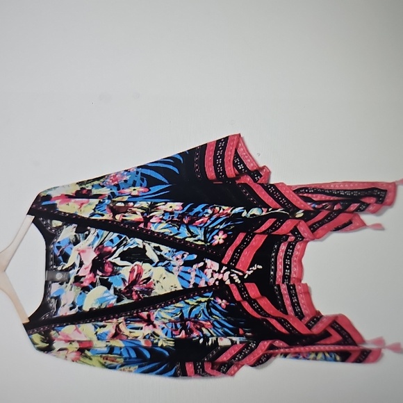 NWT Vince Camuto Exotic Blooms Crinkle Topper Open Front OS - Picture 3 of 13